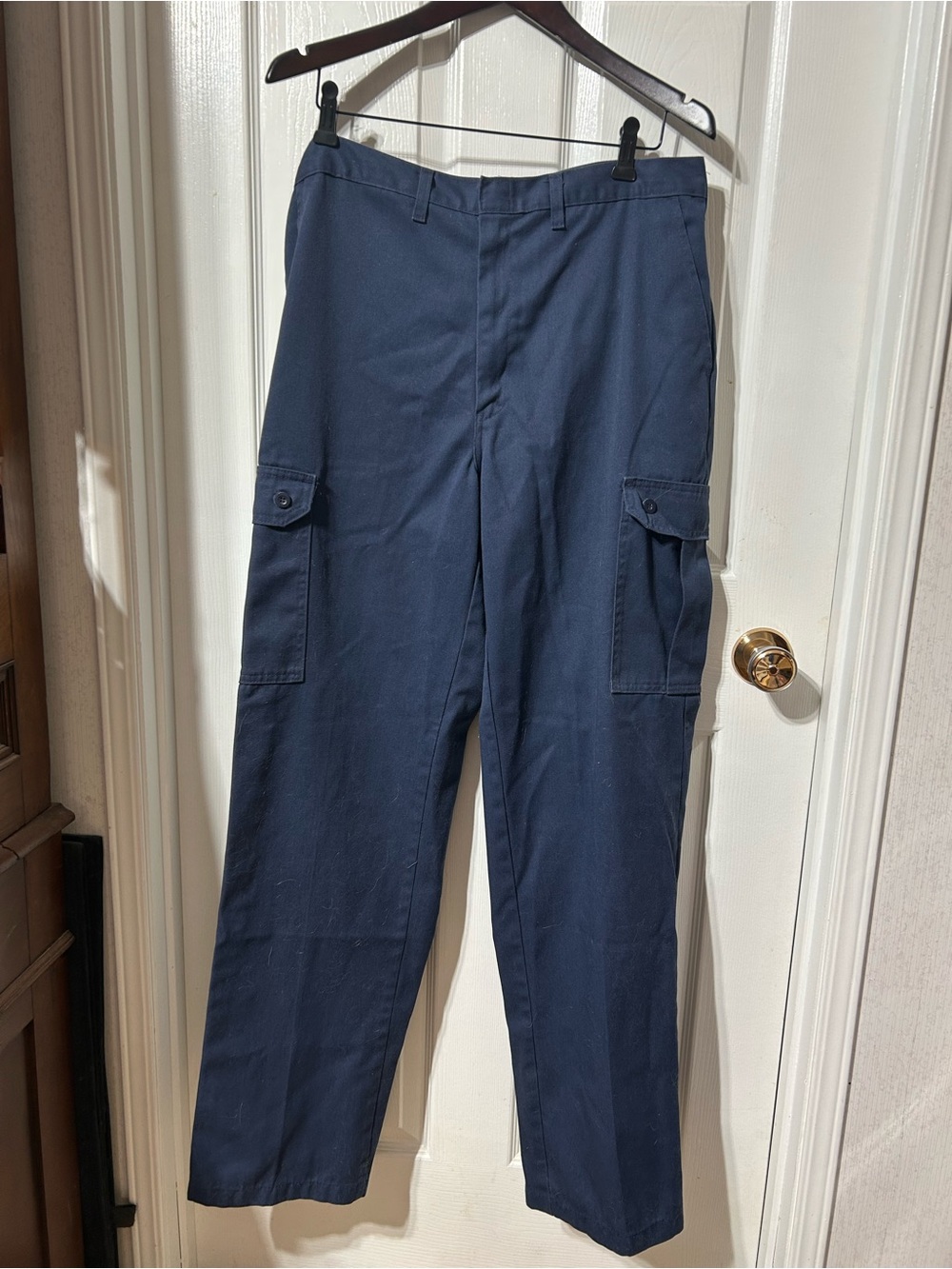 Men's Dark Navy Cargo Pants with Side Flap Pockets